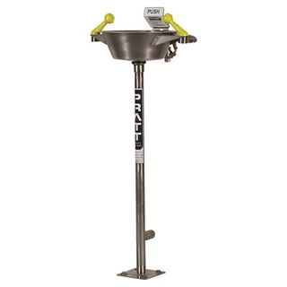 PRATT PEDESTAL MOUNTED SINGLE NOZLE EYE WASH W/ BOWL
