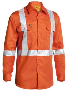 WORKWEAR BISLEY HIVIS D/N TTMC L/SLV SHIRT