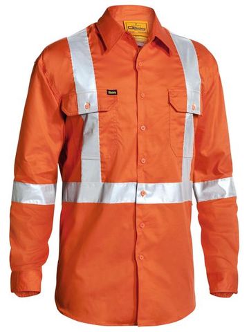 WORKWEAR BISLEY HIVIS D/N TTMC L/SLV SHIRT