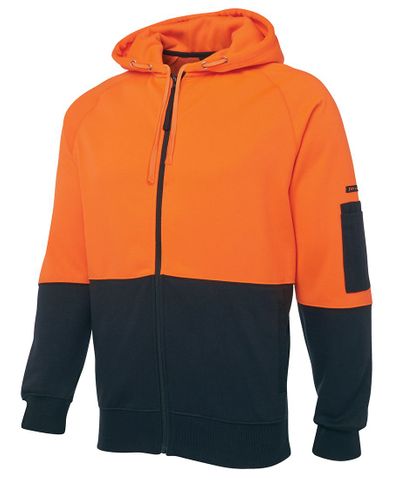 WORKWEAR JBS WEAR HI VIS DAY ONLY FULL ZIP FLEECY HOODIE