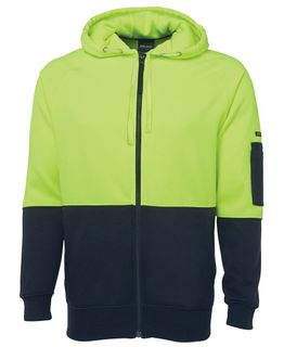 WORKWEAR JBS WEAR HI VIS DAY ONLY FULL ZIP FLEECY HOODIE