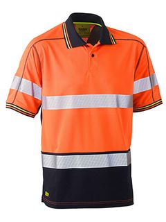 TAPED TWO TONE HI VIS POLYESTER MESH SHORT SLEEVE POLO SHIRT