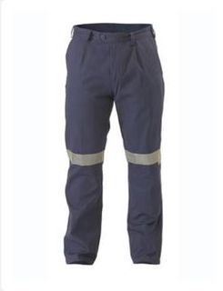 WORKWEAR BISLEY TROUSERS 3M REFLECTIVE TAPE NAVY