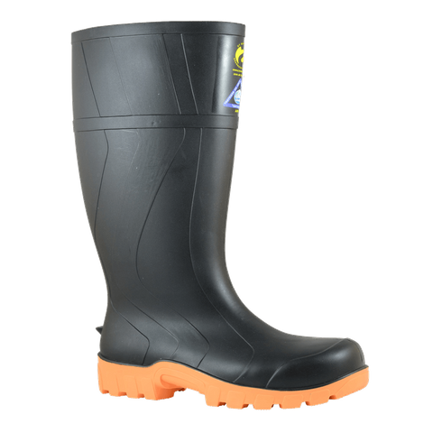 GUMBOOT BATA RIGGER BLACK ORANGE SOLE