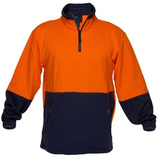 WORKWEAR PRIMEOVER HI VIS TWO TONE 1/4 ZIP FLEECE 100% COTTON