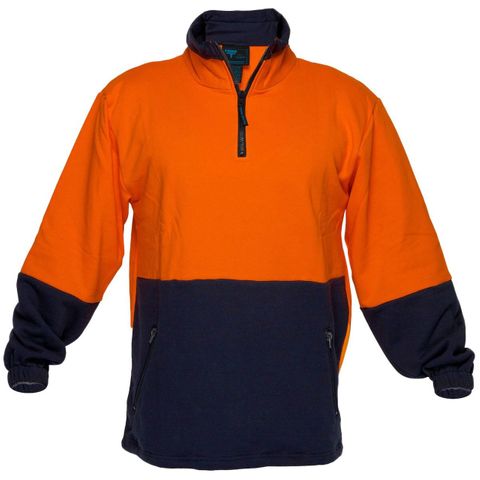 WORKWEAR PRIMEOVER HI VIS TWO TONE 1/4 ZIP FLEECE 100% COTTON