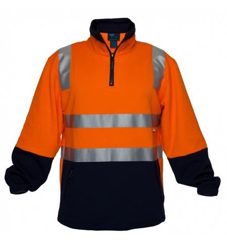 WORKWEAR PRIMEMOVER COTTON FLEECE JUMPER, D/N, ORANGE/NAVY