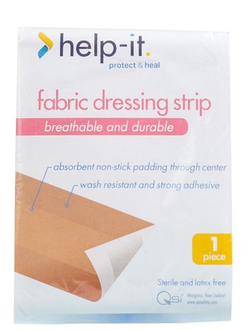 FIRST AID QSI HELP-IT FABRIC DRESSING STRIP 72MM/1M