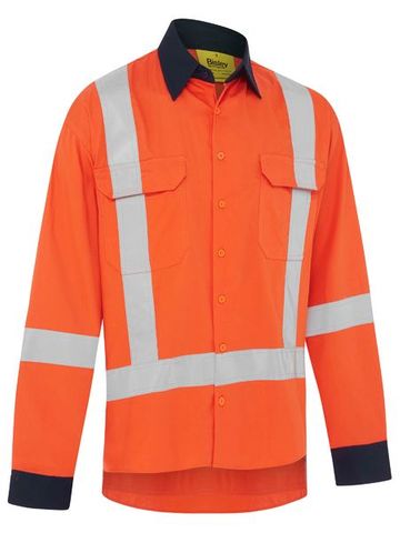 WORKWEAR BISLEY DRILL TTMC-W17 COOL LIGHT WEIGHT L/S SHIRT ORANGE