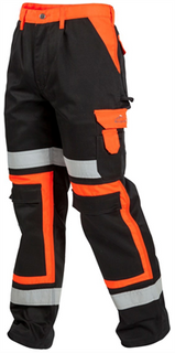 WORKWEAR WESTPEAK HEAVY DUTY HI-VIS TROUSERS W/ KNEEPAD POCKET BLACK  (30)
