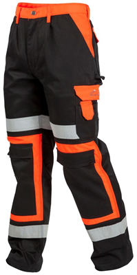 WORKWEAR WESTPEAK HEAVY DUTY HI-VIS TROUSERS W/ KNEEPAD POCKET BLACK  (30)