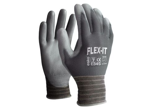 GLOVES ESKO PU FLEX-IT NYLON PAIR GREY/GREY PALM