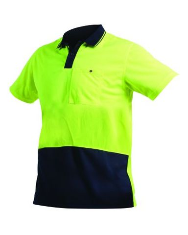 WORKWEAR BISON POLO HIVIS DAY ONLY POLYESTER YEL/NA (PDBPO)