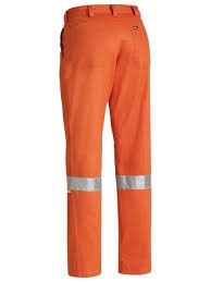 WORKWEAR BISLEY WORK PANT 3M REFELECTIVE TAPE ORANGE