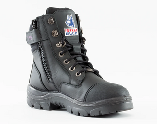 BOOT STEEL BLUE SOUTHERN CROSS ZIP SCUFF LADIES BLACK