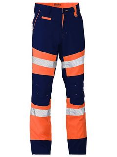 WORKWEAR BISLEY HI VIS TAPED PANTS BIOMOTION CONTRAST ORANGE/NAVY 77 EA