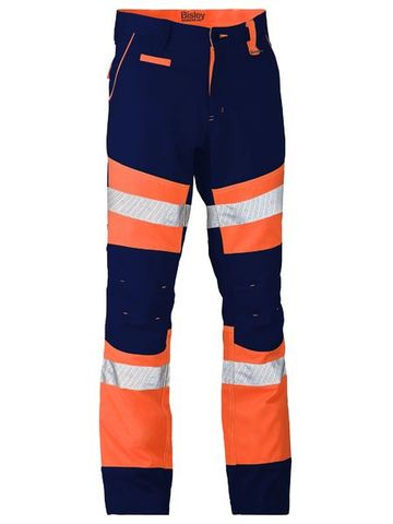 WORKWEAR BISLEY HI VIS TAPED PANTS BIOMOTION CONTRAST ORANGE/NAVY 77 EA