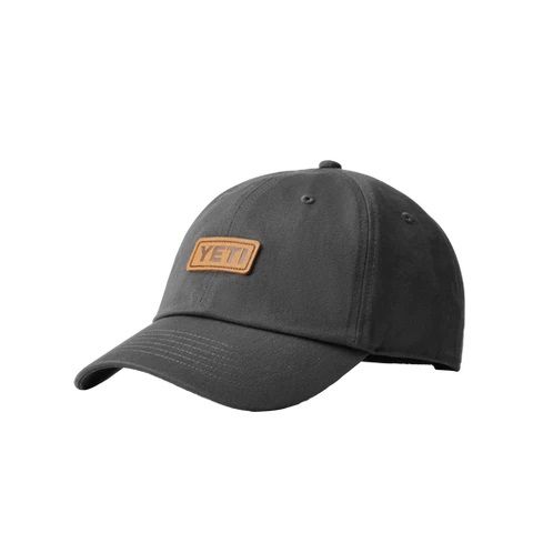Yeti Leather Logo Badge Hat Dark Grey