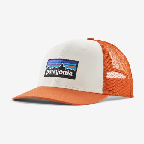 Patagonia P-6 Logo Trucker Hat - White with Redtail Rust