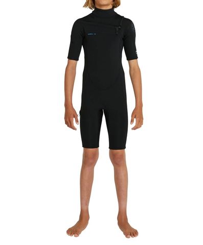 O'Neill Boy's Defender Spring Suit Chest Zip Short Sleeve - Black