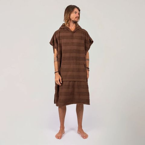 O&e Layz Men's Hooded Poncho - Cocoa