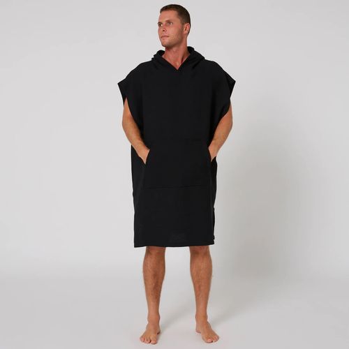 O&e  Mens Waffle Poncho - Black