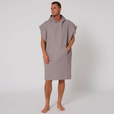 O&e  Mens Waffle Poncho - Fog