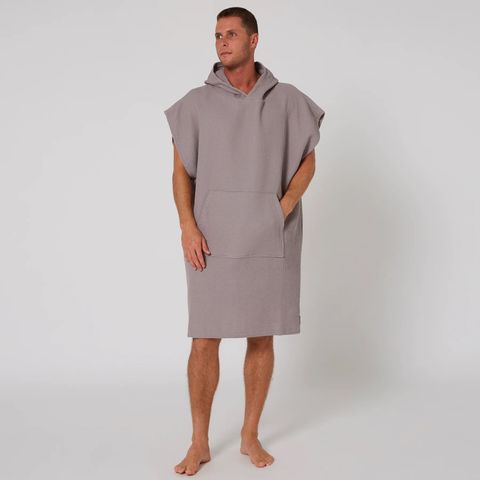 O&e  Mens Waffle Poncho - Fog