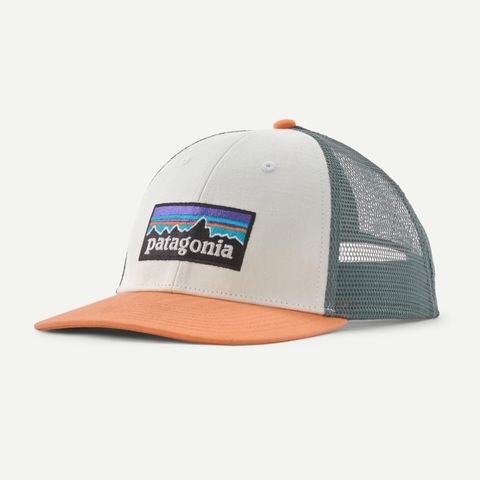 Patagonia P-6 Logo Lopro Trucker - White w/ Peach Sherbet