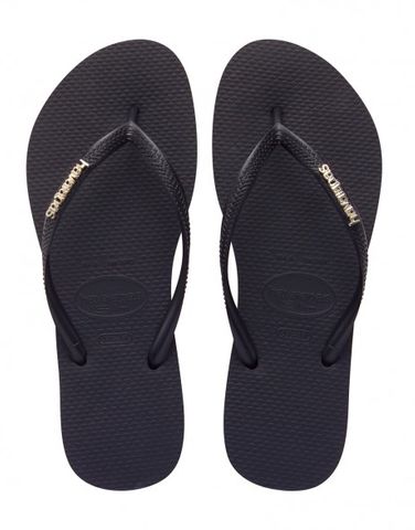 Havaianas Slim Logo Metallic Black - Womens