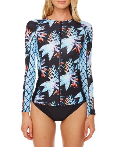 O'Neill Womens Kokoh LS Zip - Black Tropical