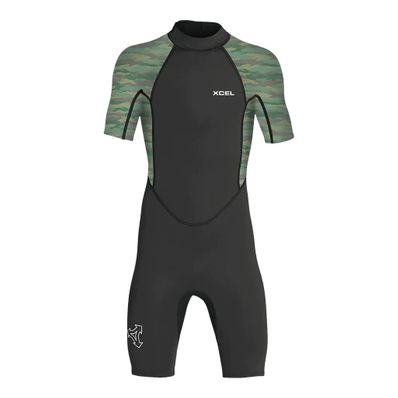 XCEL Axis Youth Springsuit 2mm- Black/ Green / Camo