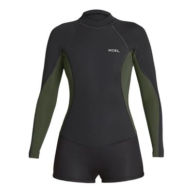 XCEL Women's Axis Long Sleeve 2/1MM Springsuit - Black /Dark Forest