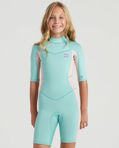 Billabong Teen Synergy Back Zip Short Sleeve Spring Suit - Ice