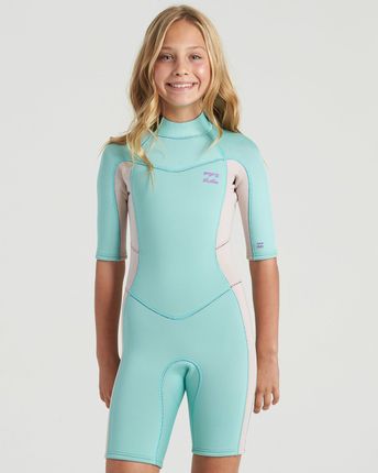 Billabong Teen Synergy Back Zip Short Sleeve Spring Suit - Ice