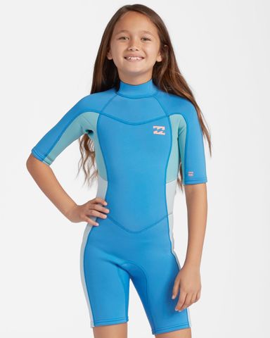 Billabong Teen Synergy Back Zip Short Sleeve Spring Suit - Maui Blue