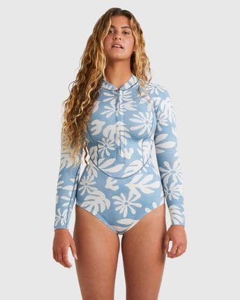 Billabong Salty Dayz Natural Long Sleeve Springsuit - Blue Shadow