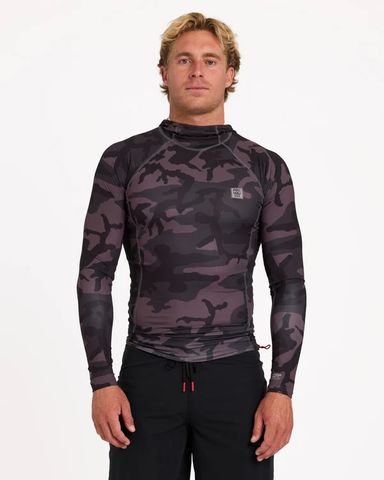 Billabong Strike Mission Hooded Long Sleeve Rash Vest - Black Camo
