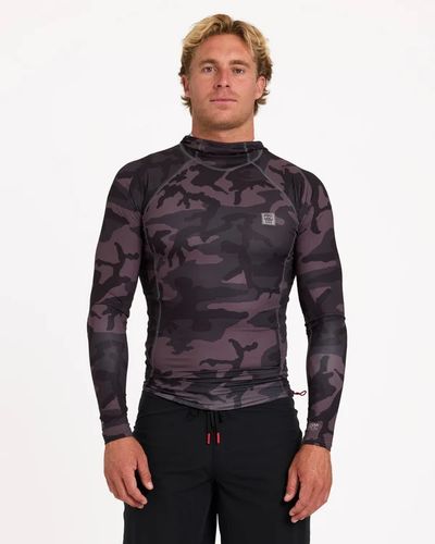 Billabong Strike Mission Hooded Long Sleeve Rash Vest - Black Camo