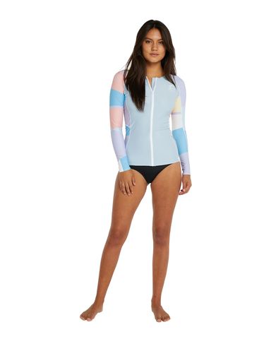 O'Neill Women's Bahia Front Zip Long Sleeve Rash Vest - Fog/Sundae