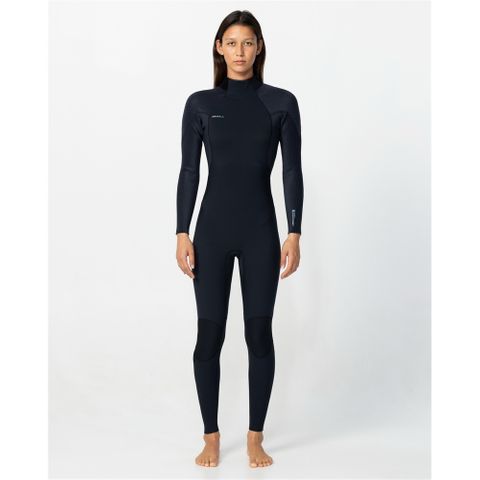 O'Neill Womens HyperFreak 4/3+MM Steamer Back Zip Wetsuit - Black