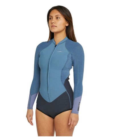 O'Neill Women's Hyperfreak Front Zip Long Sleeve Spring Suit 2mm - Dusty Blue