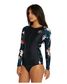 O'Neill Bahia Front Zip UV Rash Vest - Black Hibiscus