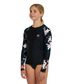 O'Neill Bahia Girl's Long Sleeve Rash Vest - Black Hibiscus