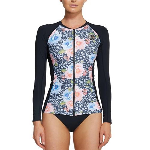 O'Neill Bahia Long Sleeve Front Zip Rashie - Navy Peony