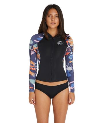 O'Neill Bahia Long Sleeve Full Zip Jacket 1.5mm Black/ Navy Tropical