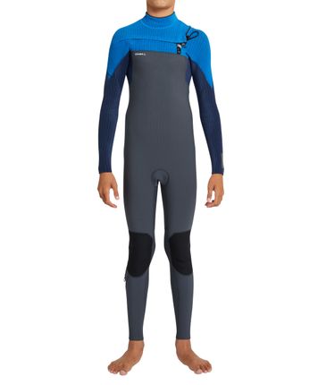 O'Neill Boy's Hyperfreak Chest Zip Wetsuit 4/3 - Graphite/Bali Blue