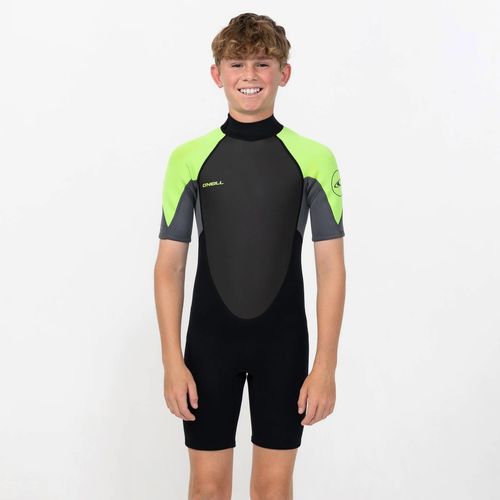 O'Neill Boy's Reactor 2mm Short Sleeve Spring Suit Back Zip - Lime Black