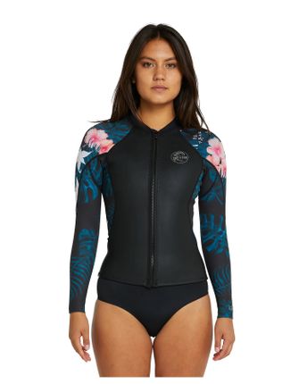 O'Neill Cruise Front Zip Long Sleeve Cheeky Spring Suit 2mm- Black Hibiscus