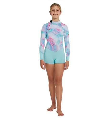 O'Neill Girl's Bahia Long Sleeve Back Zip Mid Springsuit - Aqua/Wave